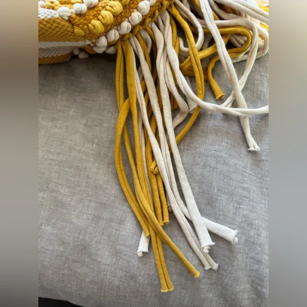 Yellow and White Beach Tote Bag - Image 4