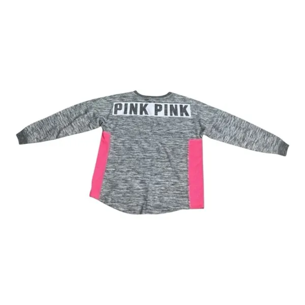 Victoria's Secret PINK Bling Holographic Foil Varsity Crew Sweatshirt Large Grey - Image 7