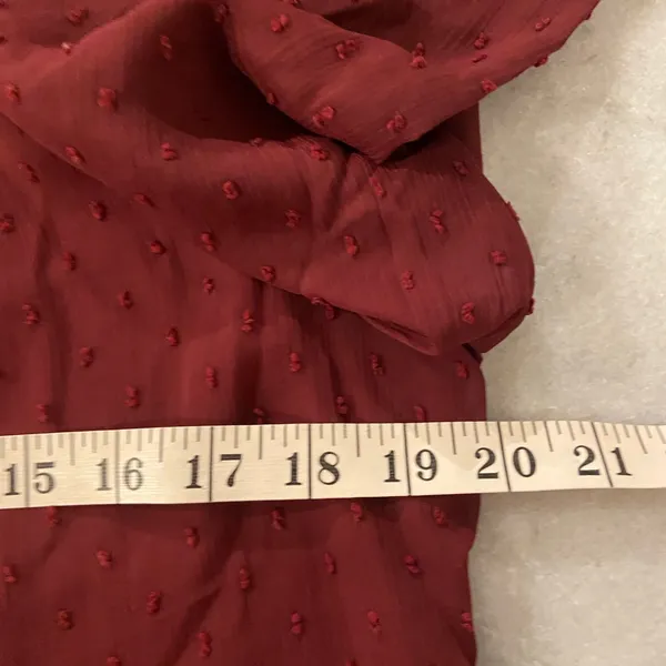 NWT Aconiya Size M Burgundy Swiss Dot Chiffon Lined High Neck Bow Lined Top - Image 10