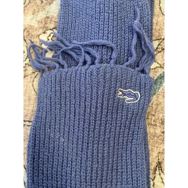 Vintage IZOD Lacoste Knit Scarf Hat Combo 100% Orlon Blue 80s Made USA - Image 3