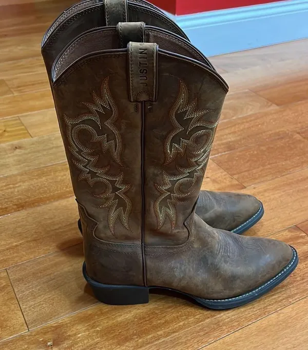 Justin Boots Men's New Stampede Huck Brown Boots 2551 size 9.5D - Image 5
