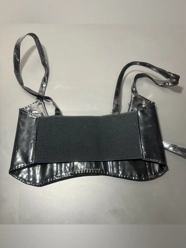 Black Patent Faux-Leather Corset Buckle Harness Belt - Image 5