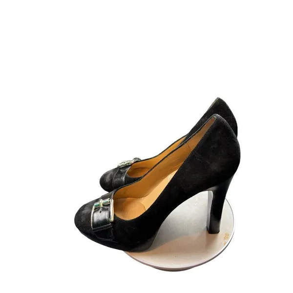 Michael Kors Women's Black Suede Buckle Heel Pumps sz 7.5 - Image 3