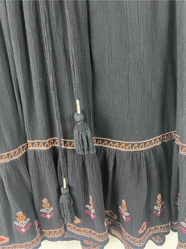 IDYLLWIND Hurst Black Embroidered Mini Dress Size Medium Western Festival Chic - Image 7