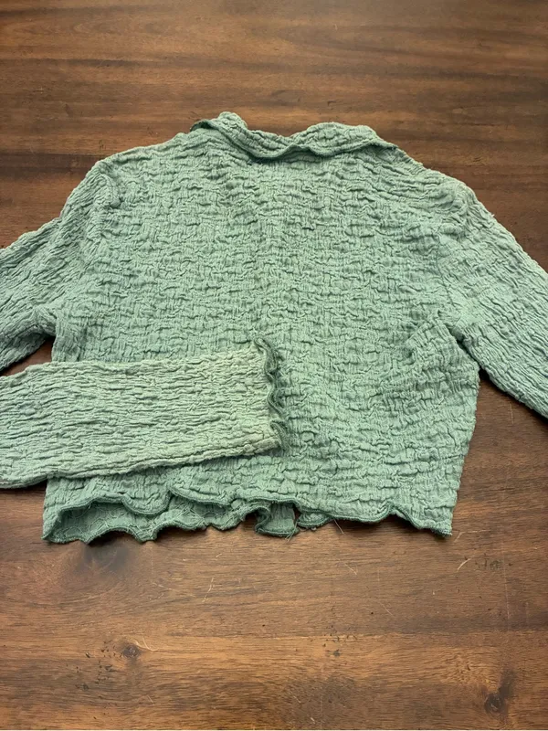 Princess Polly Top Women’s 6 Long Sleeve Blouse Green Button Down Collared - Image 3