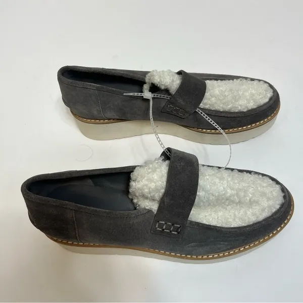 Vince Shearling Zola Suede Slip On Platform Loafer 6.5 - Image 5