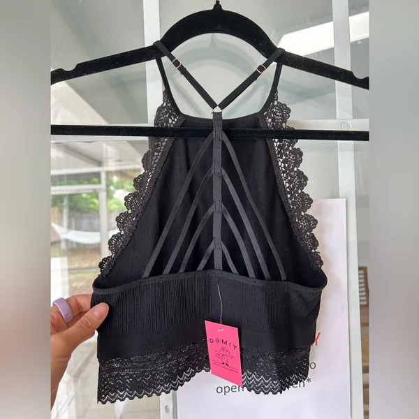 New with tags- Black high neck crochet lace bralette crop top - Image 7