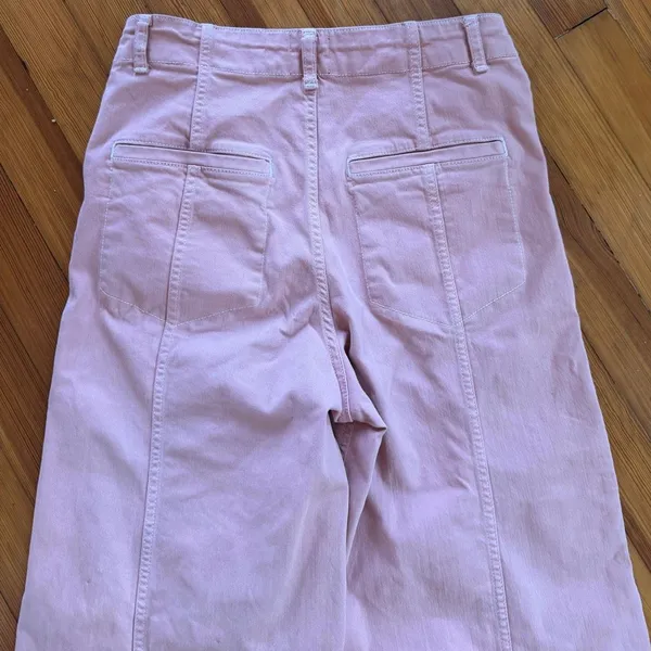 Maeve Anthropologie Delaney Clean-Seamed High-Rise Wide-Leg Jeans in Salmon Pink - Image 7