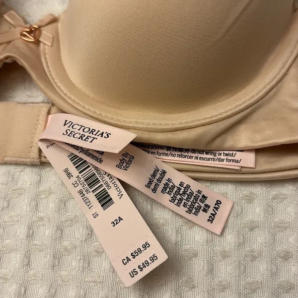 NEW! $50 VICTORIA’S SECRET 32A Lightly Lined Demi Bra BEIGE Padded Underwire - Image 3