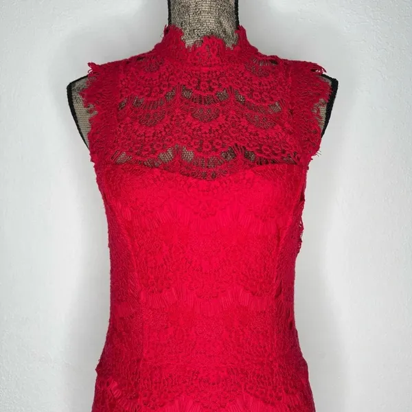 Free People FP Intimately Red Daydream Lace Bodycon Dress SMALL - Image 4