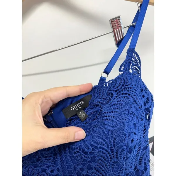 GUESS Dress Size 4 Blue Lace Strappy‎ V Neck Sleeveless NEW - Image 6