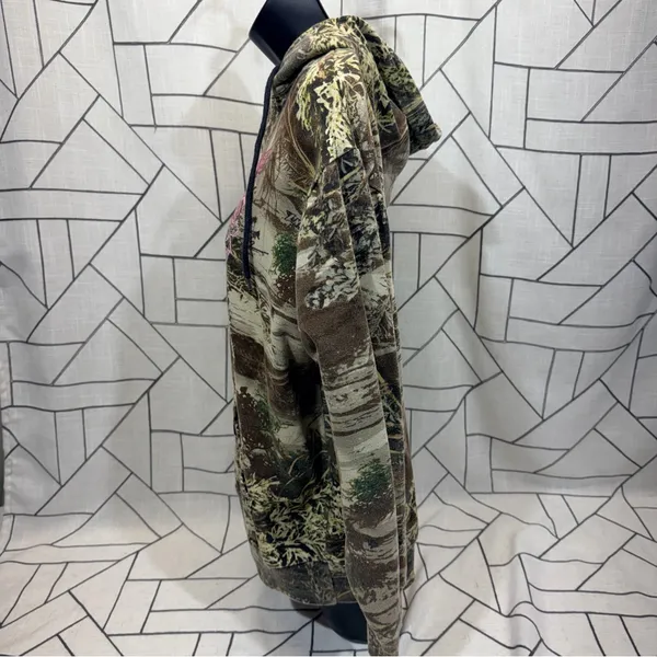 Y2K Cabelas Camo Hoodie Womens‎ Medium Green Advantage Max 1 Open Terrain Heart. - Image 3