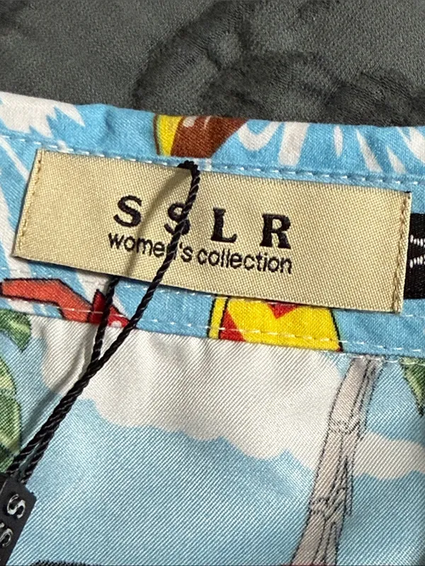 SSLR women's collection button down surfing santa tropical reindeer boats water - Image 8
