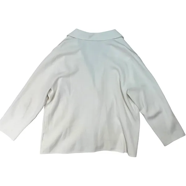 Lands End Womens 1X Cream 100%‎ Cotton Knit Blazer Cardigan Jacket 16W-18W - Image 2