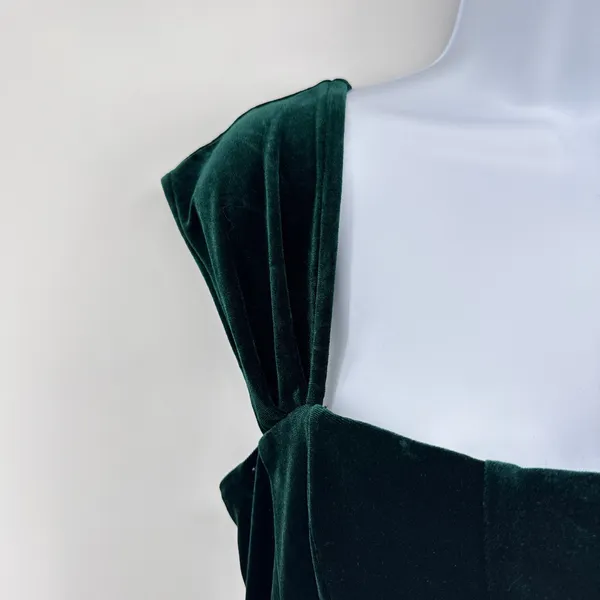 BHLDN Anthropologie Lana NWT Emerald Green Velvet Corset Lace Up Back Gown L NEW - Image 8