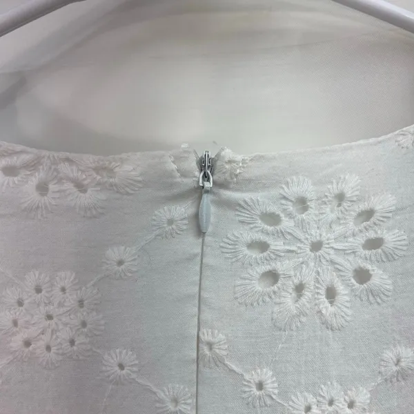 Women's white puff sleeve eyelet cutout tiered cottagecore peasant dress‎ small - Image 6