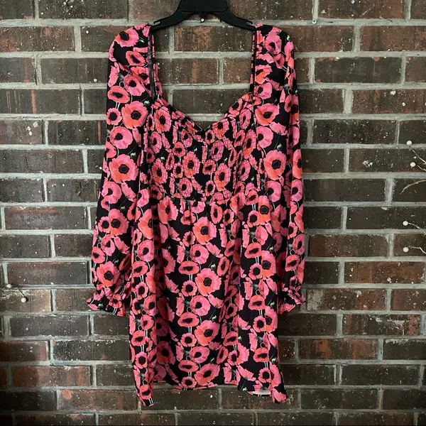 NWT Pink Boohoo Plus Puff Sleeve Floral Dress - Image 3