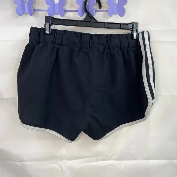 Adidas women's black white striped pull on‎ athletic activewear sports shorts - Image 3