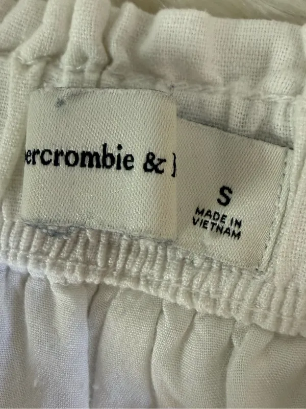 Abercrombie & Fitch White Linen Blend Pull On Wide Leg Pants Size Small - Image 4