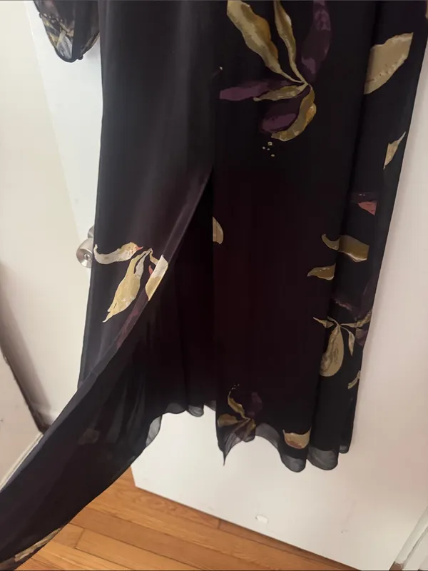 Wilfred Aritzia Floral Ruffle-Trim Long Sleeve Maxi Dress with Slit Front - Image 8