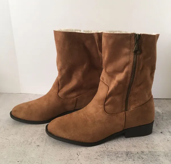 Brown Suede Boots, Size 9 - Image 3