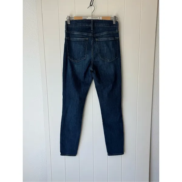 J. Crew Dark Blue High-Rise Button-Fly Skinny Jeans 27 - Image 4