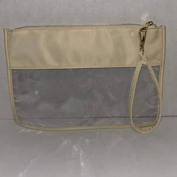 Source Unknown BEIGE COLORED CLEAR CHENILLE LETTER “STUFF”  BAG SUPER CUTE VERY VERSATILE FUN - Image 5