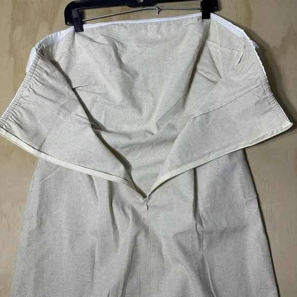 Cider‎ LINEN-BLEND COLLARLESS SOLID SPLIT RUCHED ZIPPER MIDI DRESS - Image 11