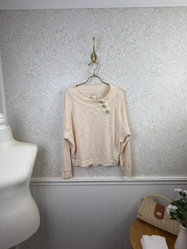 We the Free Cream Button Don’t Forget Me Lightweight Sweater - Size - XS - Image 2