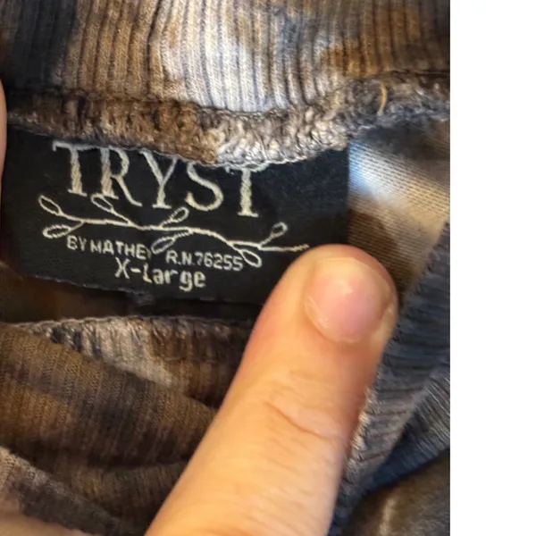 Tryst by Mathey Tie Dye Maxi Skirt XL Black Brown Cream Ribbed Waist Boho Spiral - Image 7