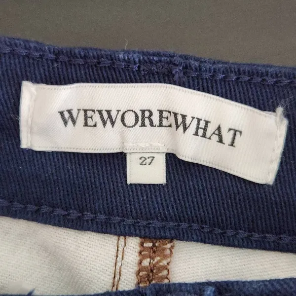 WeWoreWhat Women's Navy and Brown Plaid Jeans Size 27 NWT Icon Jeans Plaid - Image 9