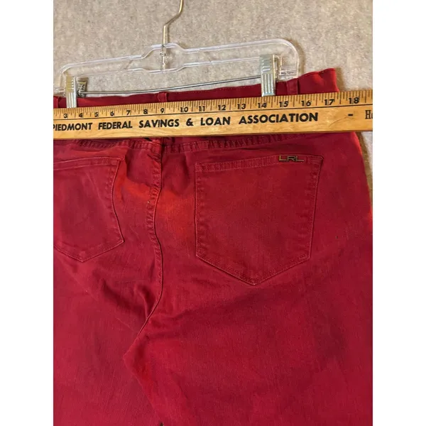 Lauren Jeans Co Ralph Lauren 14W Red Burgundy Straight Leg Stretch Jeans - Image 8