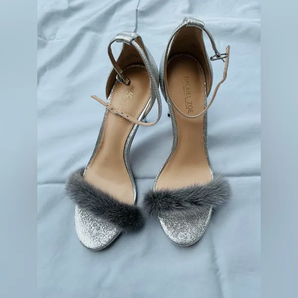 Elegant Silver Heels with REAL Fur Accent🔥🔥🔥 - Image 5