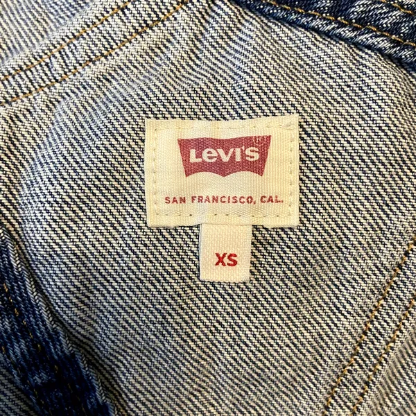 Levi's Bib Overalls Jeans 100% Cotton Adjustable Distressed Straight Med Wash XS - Image 6