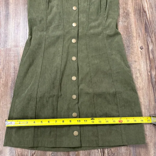Urban Outfitters Cali Corduroy Strapless Corset Mini Green Dress Size Medium - Image 8