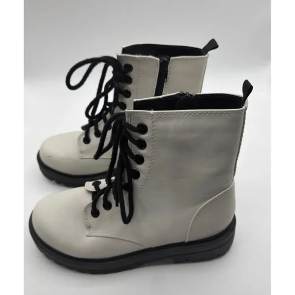 UNR8ED Combat Boots Side Zip Lug Sole Women's 8W Cream Military Platform Grunge - Image 3