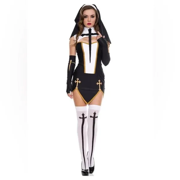 NEW Music Legs Bad Habit Naughty Nun Costume Size S/M - Image 2