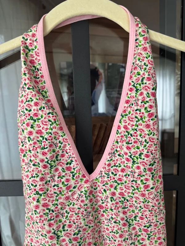 American apparel floral bodysuit leotard sleeveless scoop open back vneck halter - Image 5