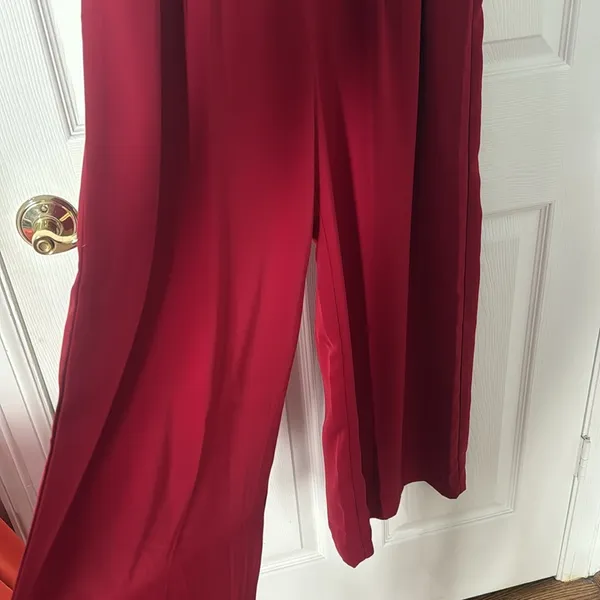 Elegant Red Wide-Leg Pants stretch waist size medium - Image 3