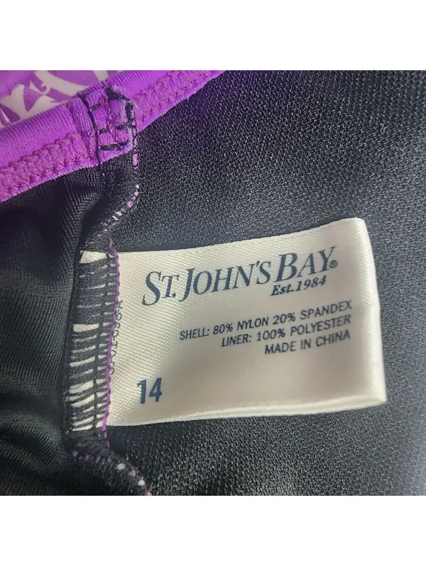 St. John's Bay Women's Purple Patterned Racerback Tankini Top Size 14 - Image 5