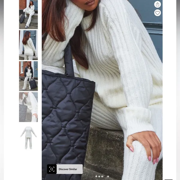 PrettyLittleThing Cream Chunky Ribbed Knitted Set - Image 5