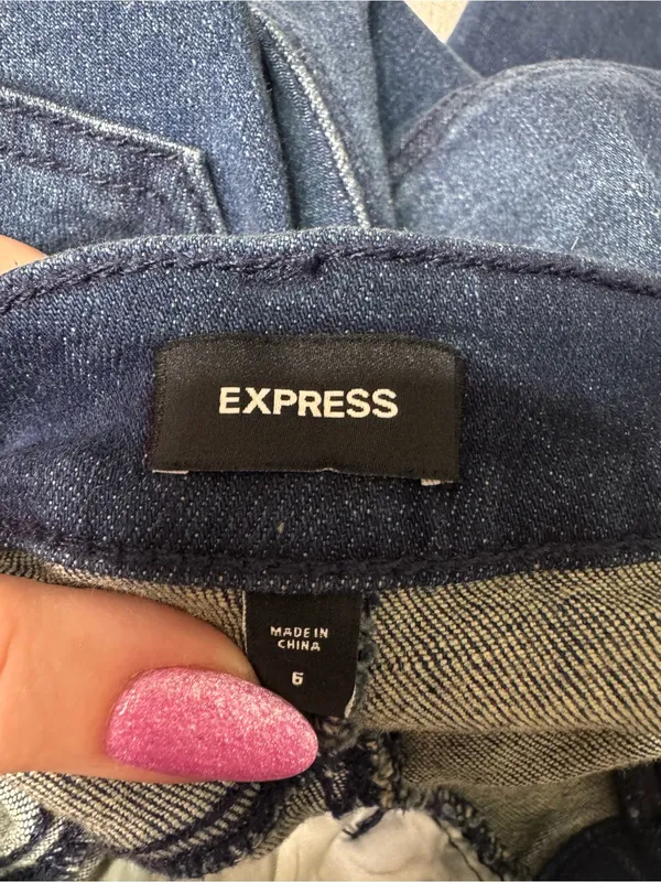 Express Women's Dark Wash Slim Bootcut Jeans - Distressed- Size 6 - Image 14