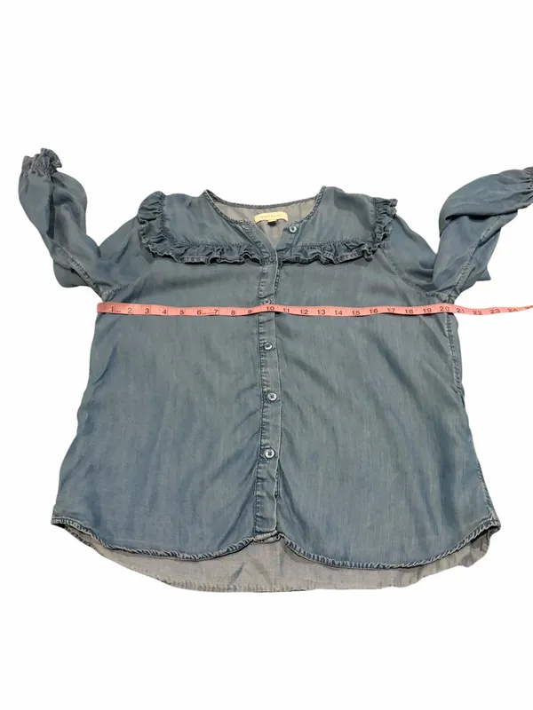 CORTEFIEL chambray top Blue Size 8 - Image 3