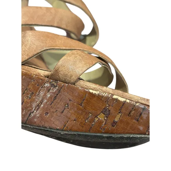 Miu Miu Tan Brown Leather Platform Heels Sandals Size 38.5 Authentic - Image 9