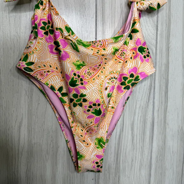 NWT Aerie Tie Cut Out One Piece Cheeky Swimsuit Lip Gloss Boho size S Small - Image 6