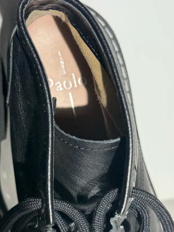 Paolo Black Lace-Up Leather Ankle Boots - Image 6