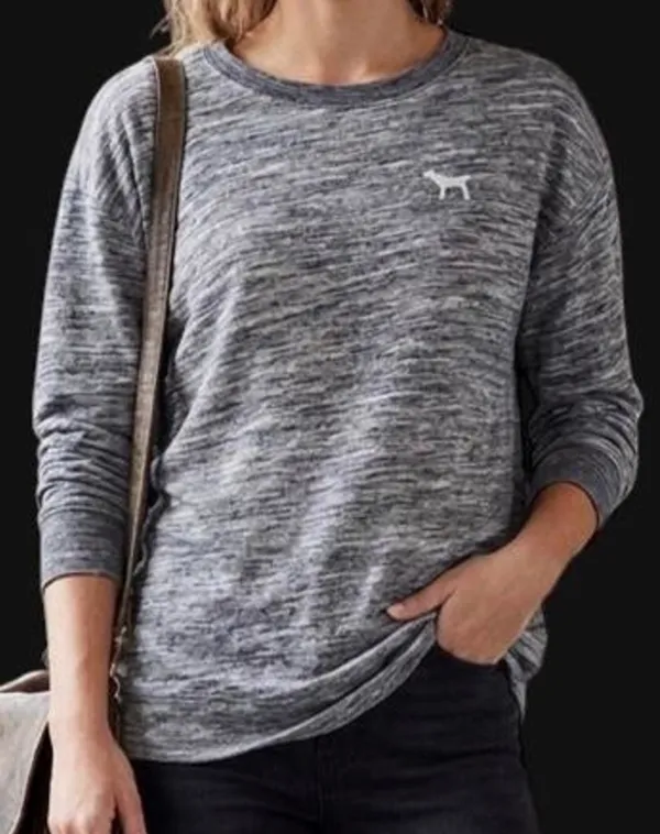 victoria’s secret PINK grey oversized cozy sweatshirt - Image 2