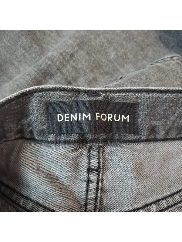 Denim Forum 90s Gray Denim Maxi Skirt Pockets Slit Zip Closure Women Size 26 - Image 3