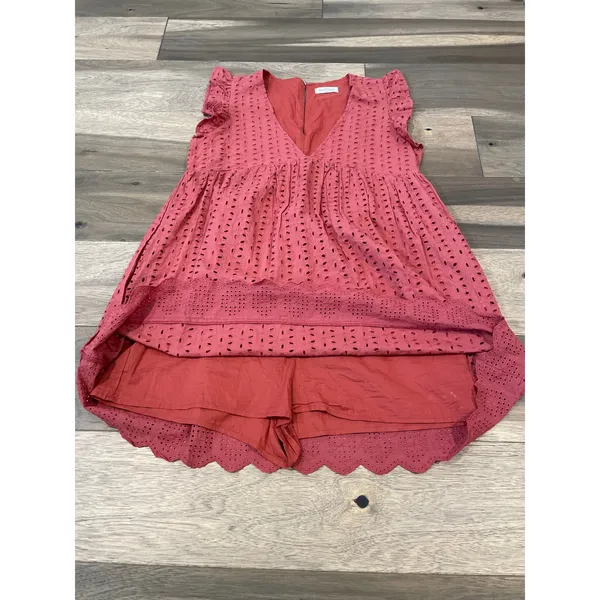 Vestique Eyelet Embroidered Skort Dress Size M Terracotta V‑Neck Flutter Sleeves - Image 6