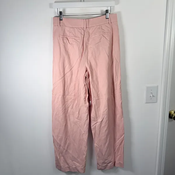 Madewell Slouchy Straight Leg Twill Pants Pink Office Preppy Linen Blend Women 4 - Image 3